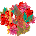 Arte de vacaciones de flor de baya púrpu