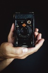 Vintage fotoaparát, retro, ruce