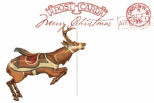 Vintage Postcard Christmas Reindeer