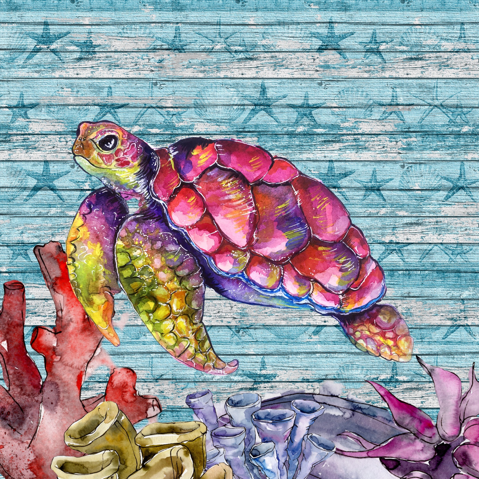 Sea Turtle Watercolor Illustration Free Stock Photo - Public Domain ...