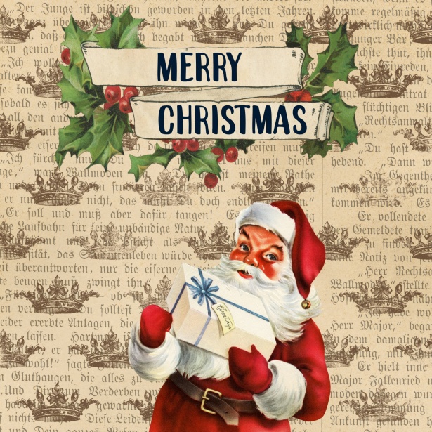 Vintage Santa And Banner Free Stock Photo - Public Domain Pictures