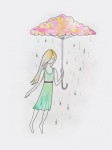 Mrak, dívka, deštník, sladký