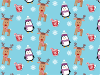 Penguins and reindeer wallpaper