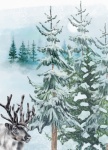 Vánoční jelen akvarel zima