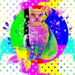 Arte colorida de gato de bolinhas para s