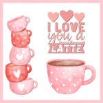 Káva Latte Valentine Card