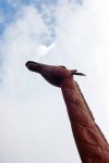 Neck of metal sculpture of giraffe
