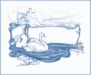 Banner vintage do castelo dos cisnes