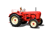 Traktor, červený traktor, oldtimer