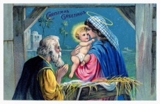 Vintage kerst Jezus Maria