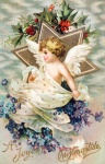 Vintage vánoční pohlednice anděl