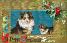 Vintage pocztówki świąteczne psy