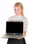Woman Holding A Laptop