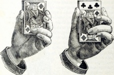 Mão jogando cartas arte vintage