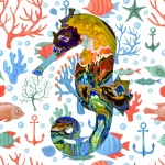Abstract Pattern-filled Seahorse