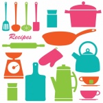 Ustensile de bucătărie Clipart colorat