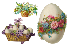 Easter Egg húsvéti kosár virágok Vintage