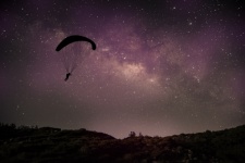 Paraglider, Fly, Space, Stars