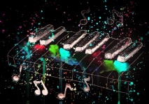 Piano, keys, music, Luminofor Glow,