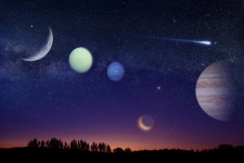 Planet, solsystem, komet, rymd, himmel