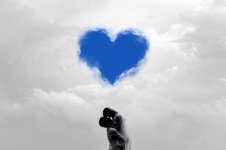 Silhouette,couple,clouds,heart