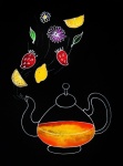 Tetera, preparación de té, colorida.