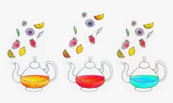 Čajová konvice, vaření čaje, barevné