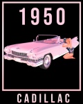 1950 rosa Cadillac Pinup-Plakat