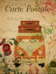 Cartolina floreale vintage camper