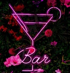 Bar à Cocktails Rose Néon