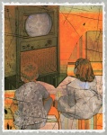 1950 crianças assistindo TV