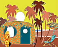 Tropical summer camping trailer
