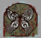 Grunge digital art butterfly