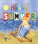 Summer cat ocean poster