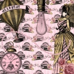 Affiche femme steampunk rétro rose