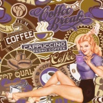 Coffee Retro Pinup Girl Poster
