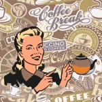 Coffee Retro Pinup Girl Poster