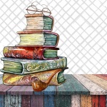 Watercolor Stack Of Old Books