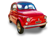 Rotes Auto, Fiat 600, Kleinwagen