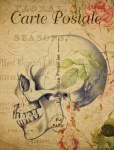 Carte poștală florală vintage cu craniu