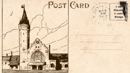 Train Station Postcard Vintage