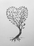 Tree, sketch, simple drawing, heart