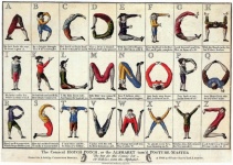 Vintage alfabet mensen kunst