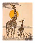 Tramonto della giraffa d'epoca