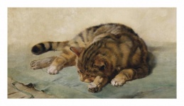 Vintage Kunst Tiger Katze