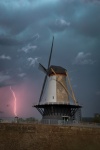 Windmill, Landscape, Lightning