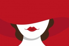 Vrouw in rode hoed
