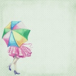 Femme, parapluie, vendange, art