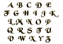 Alphabet letters gold glamorous