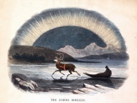 Trineo de renos de la aurora boreal